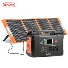 Flashfish E200 Portable Power Station 200W 151Wh 110V with Solar Panel 100W 18V