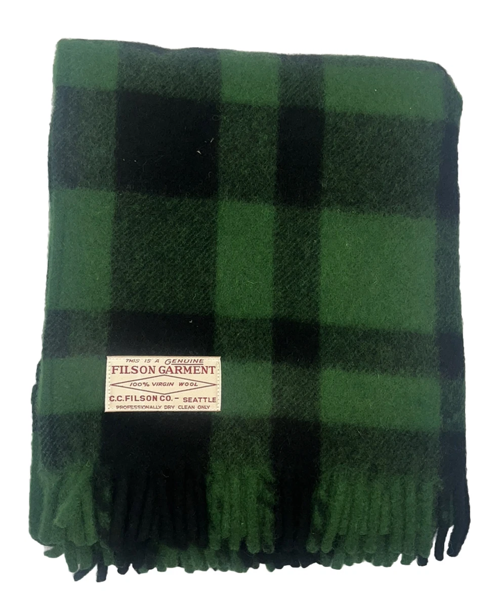 Filson Mackinaw Wool Lap Robe 1080111 MADE IN USA Black Dark Green Blanket CC