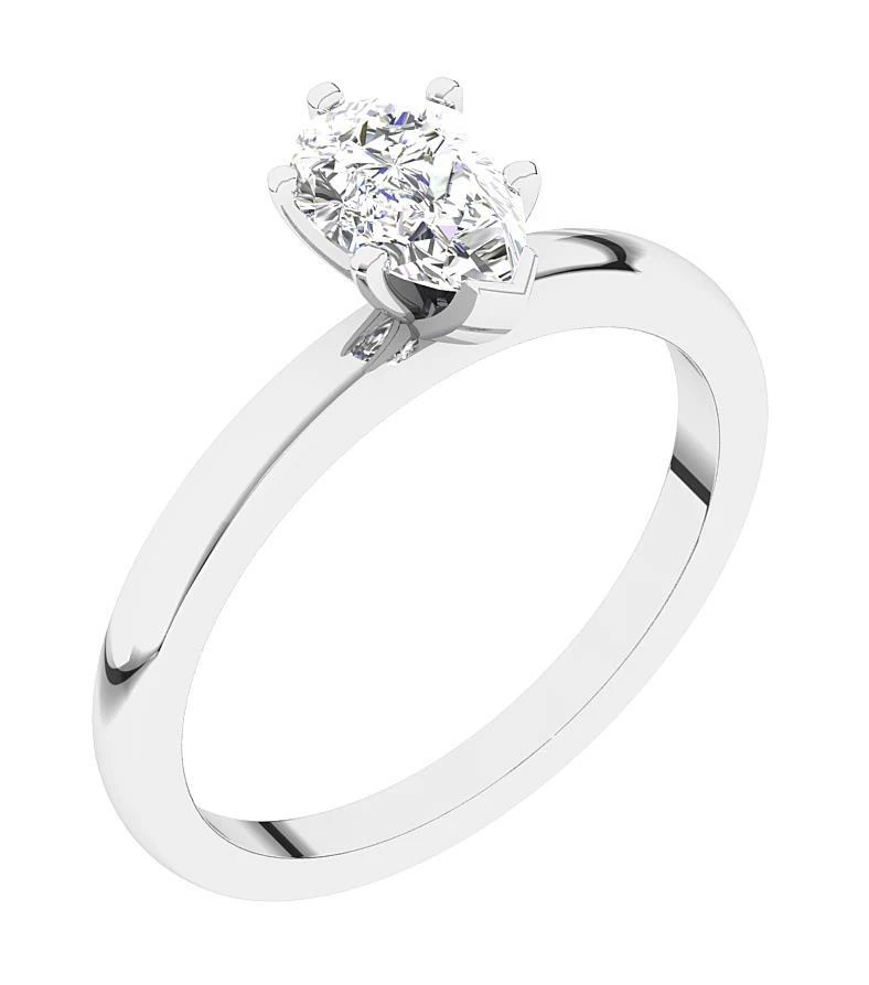 Anillo solitario de oro de 14 quilates con conjunto de diamantes de pera VS1 L de 1,00 quilates Foto 3 de 4