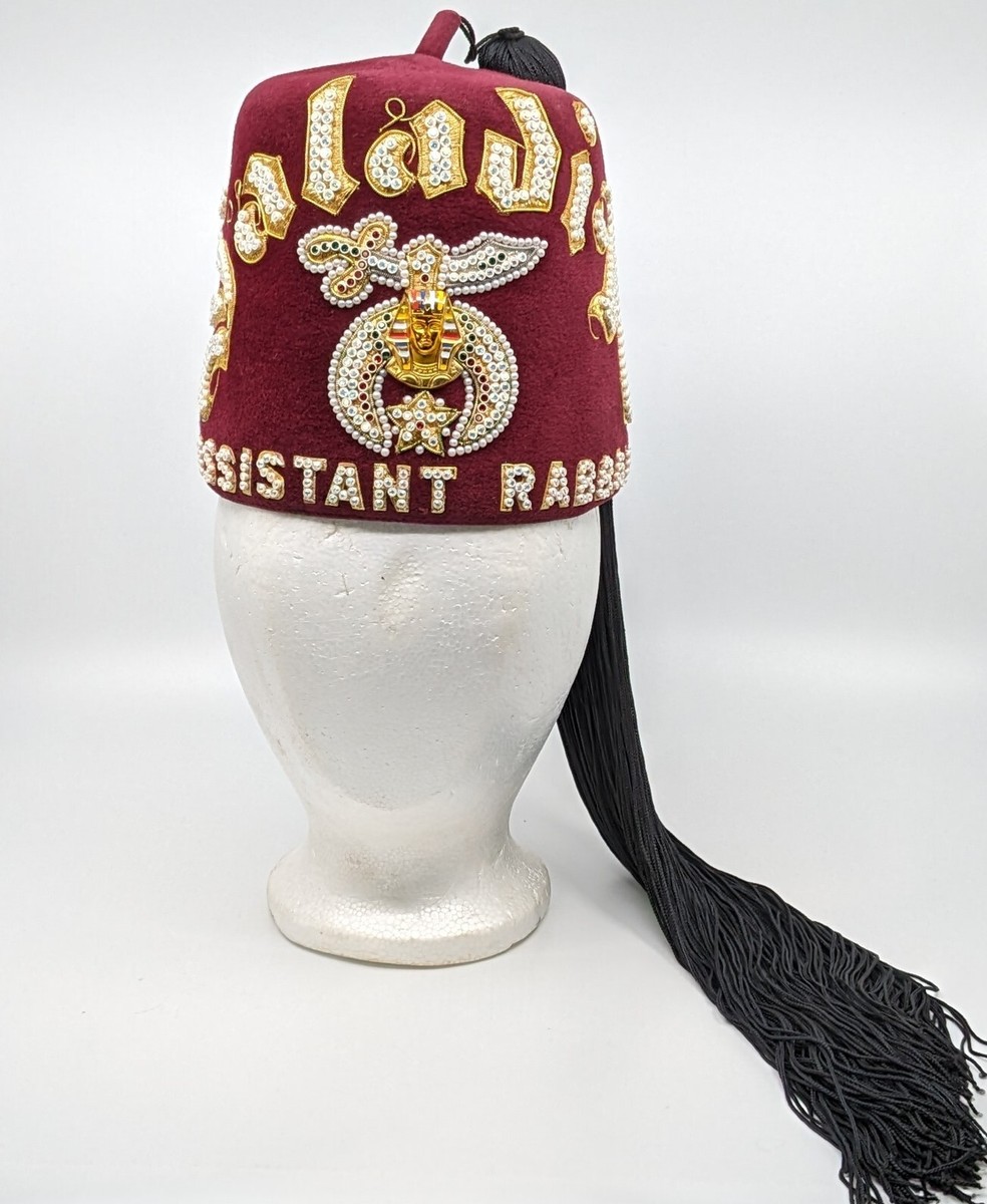 Vintage Shriners Masonic Medinah Shrine Club Fez Hat Gemstones