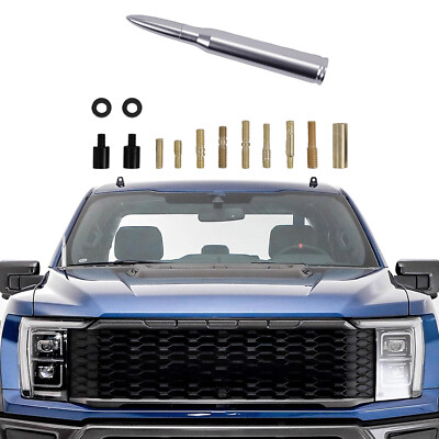 SILVER ANTENNA 50 CAL CALIBER for CHEVY GMC TRUCK SUV SILVERADO SIERRA DENALI
