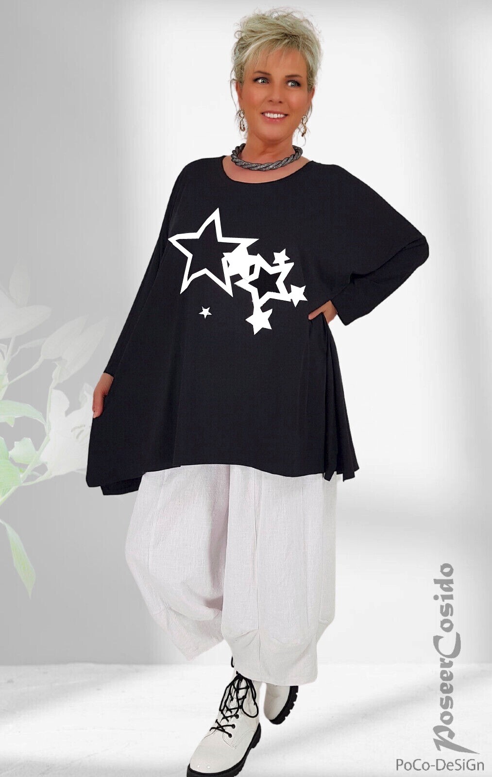 Myo-Lagenlook Oversize Long-Big-Camicia Tunica Turchese 46485052545658 284538983559 - Foto 3