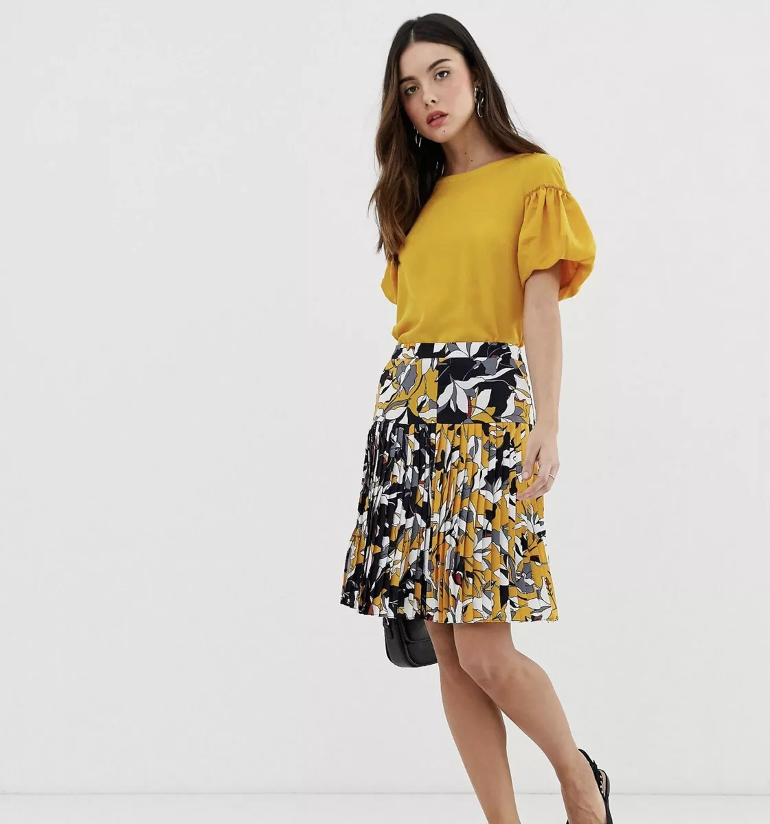 French Connection Aventine Floral Pleated Multicolour Drape Skirt