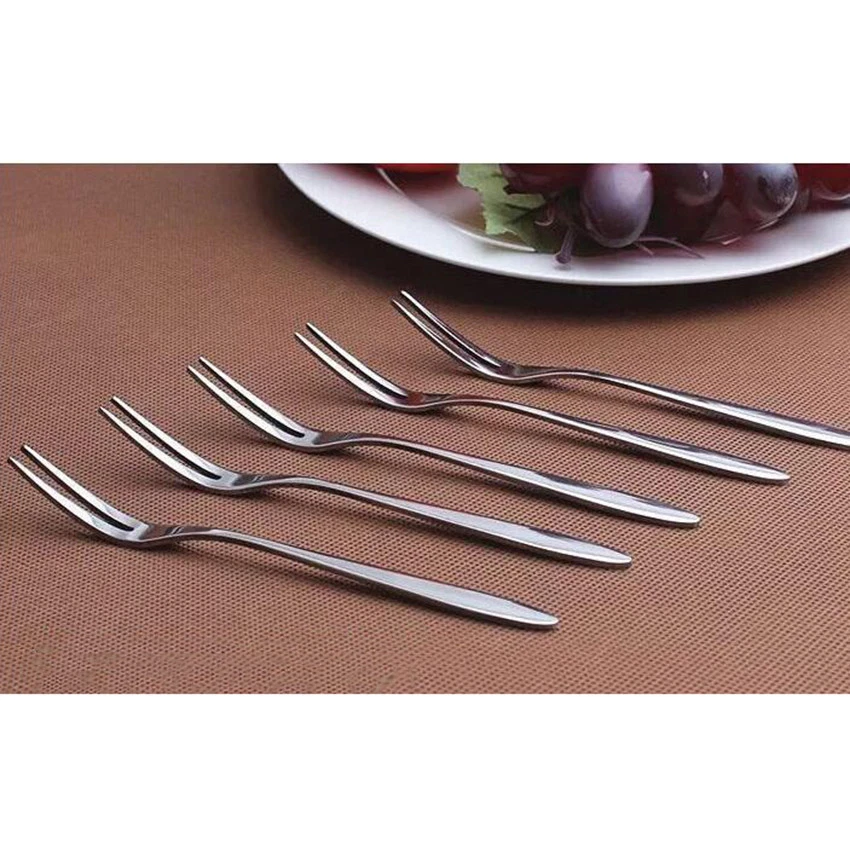 Tenedor de degustación de acero inoxidable tenedor de frutas para pasteles mini herramientas para el hogar dos dientes Foto 4 de 4