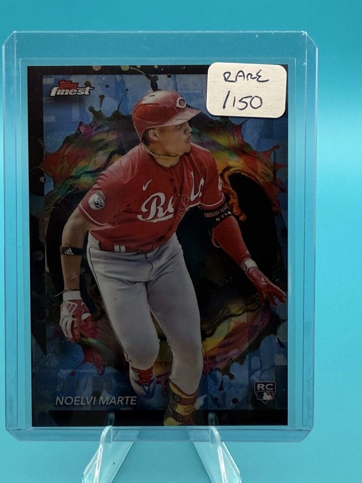 2024 Topps Finest - Rare Noelvi Marte #232 Sky Blue Refractor /150 (RC)