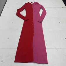 En Elly Pink Red Colorblock MIDI Sweater Dress Women’s Size Small