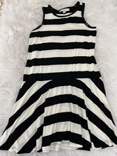 Ann Taylor LOFT womens soft stretch skater dress striped sleeveless size small