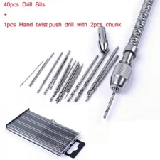 40x Mini Precision Pin Vise Micro Hand Drill Twist Bit Set Kit for Rotary Tools