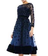 Mac Duggal Floral Applique Tea Dress: Size 8