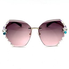 Fashion Designer Butterfly Sunglasses Oversize Custom Gem Adornments Gradient