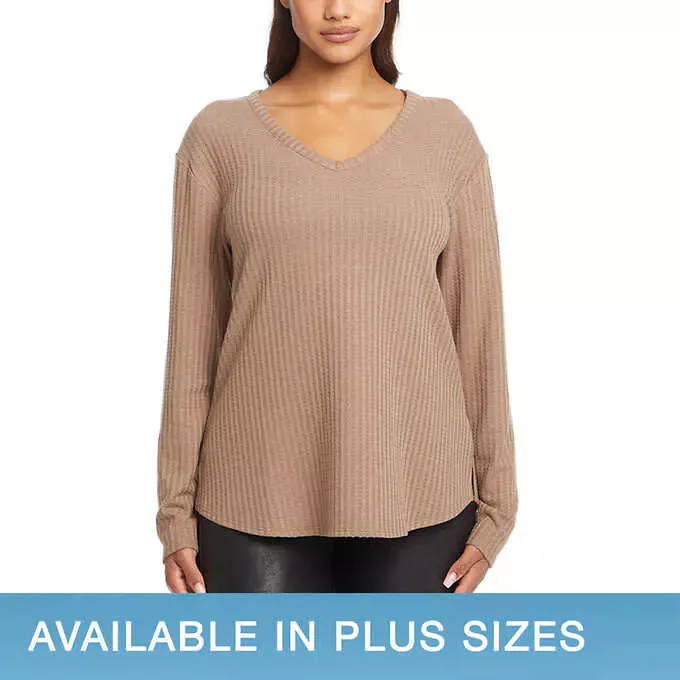 Chaser Ladies Waffle V Neck Thermal D42