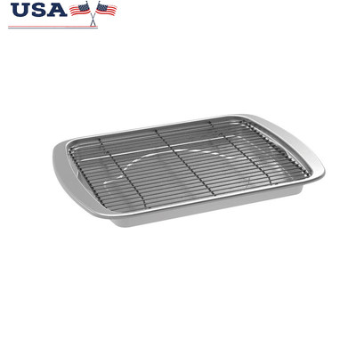 Aluminum Oven Bacon Pan W/ Rack Healthy Cooking Air Frying Jerky Vegetables New
