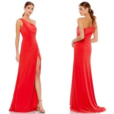 NEW Ieena MAC DUGGAL Cherry RED Ruched ONE SHOULDER Jersey EVENING Dress GOWN 0