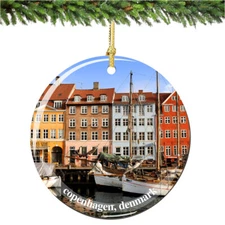 City-Souvenirs Copenhagen Denmark Christmas Ornament, Porcelain 2.75' Double Sid