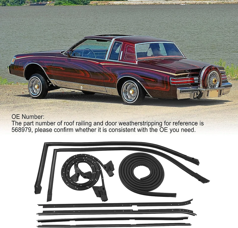 Kit de sello de impermeabilización 568979 riel de techo y puerta sello de goma apto para 81-88 Regal Foto 3 de 4