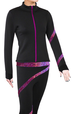 Eiskunstlauf Polartec Fleece Spiral Jacke - Hologramm Folie Fuchsia