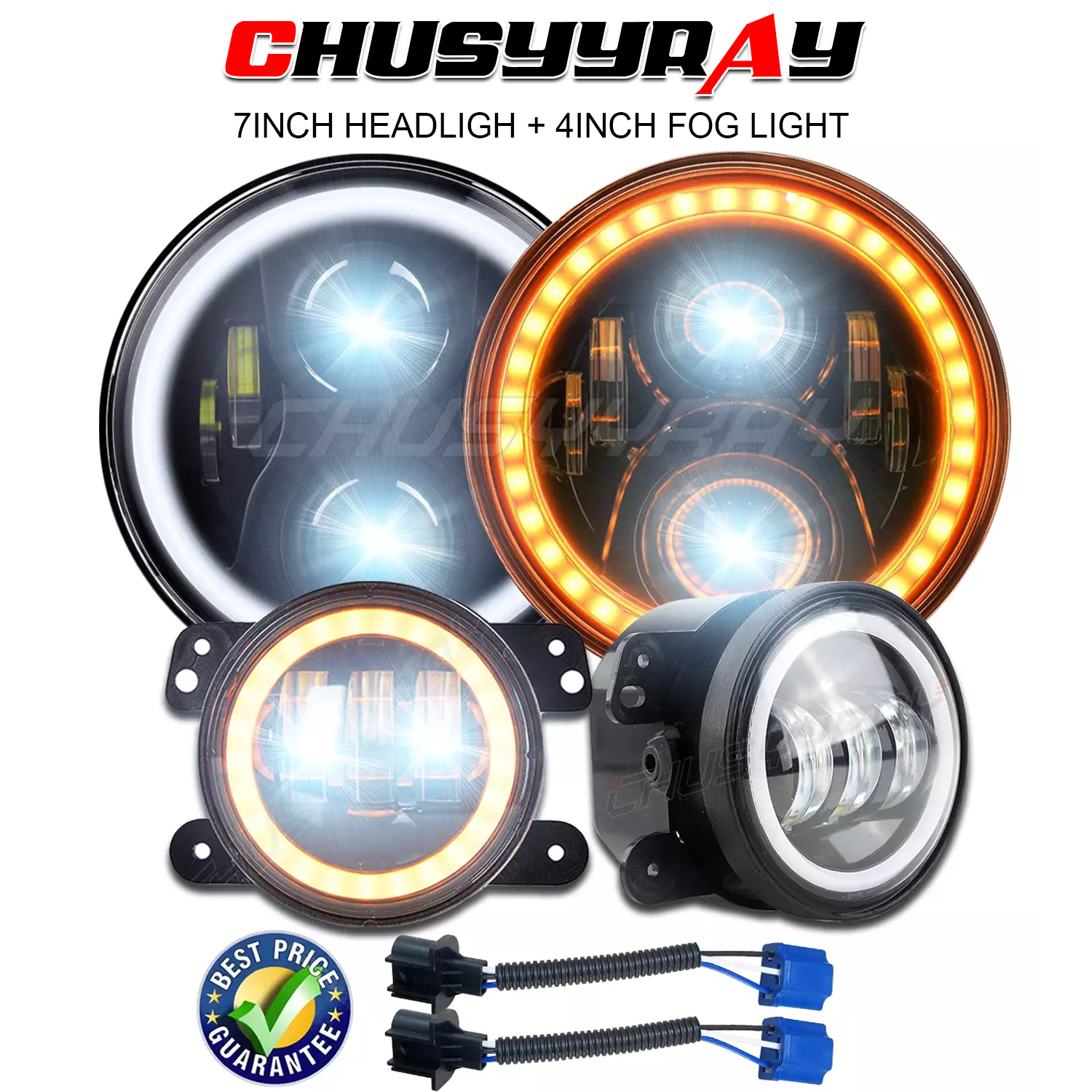 Halo 7inch LED Headlight + 4