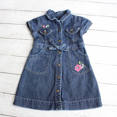 Oshkosh Vintage Baby Girl's Blue Jean Dress Size 18 Months Embroidered  Floral | eBay