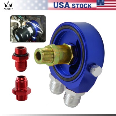 Universal AN10 M20 x1.5 Oil Filter Cooler Sandwich Plate Adapter Blue