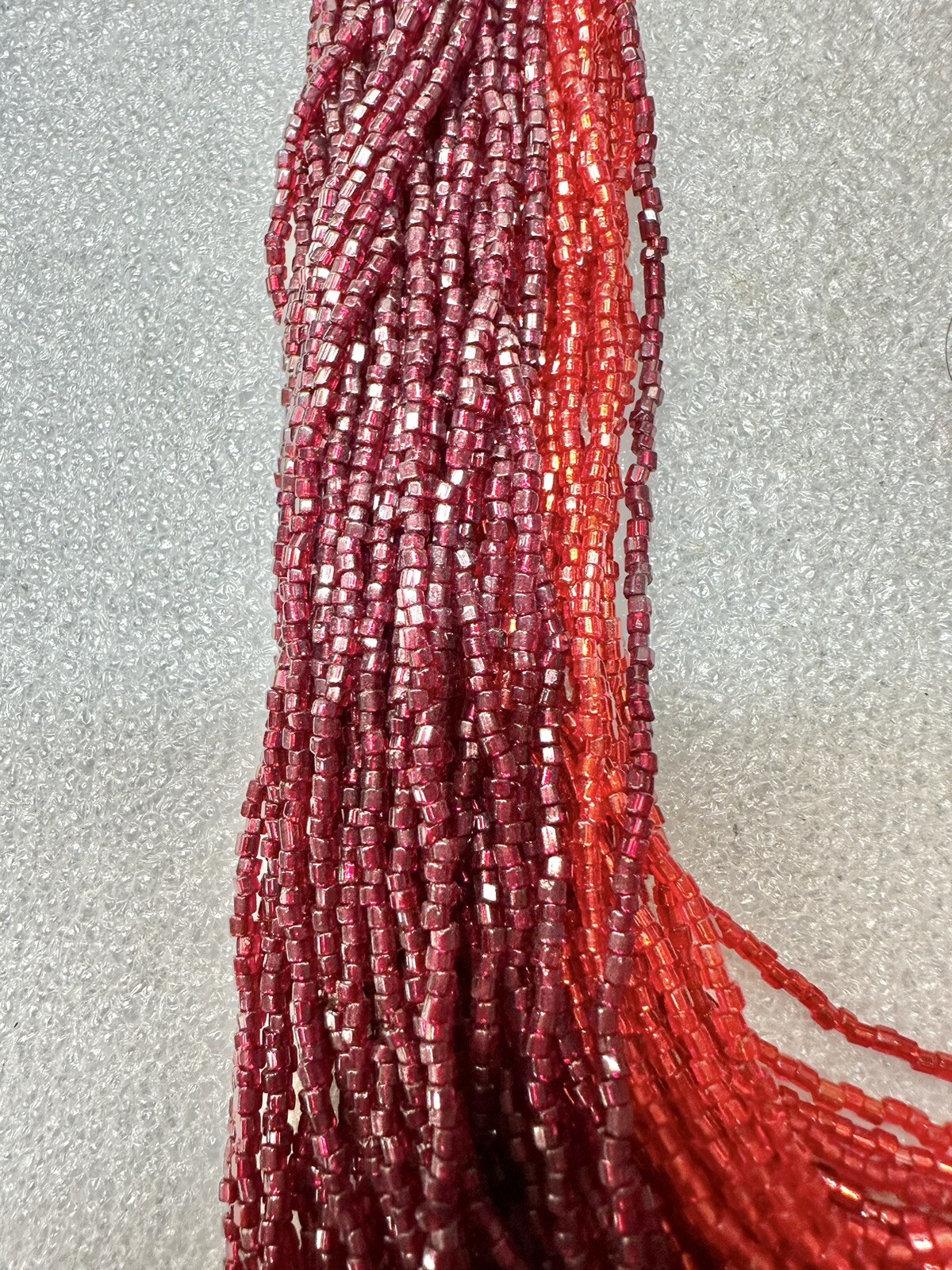 VTG 19” Bugle Seed Bead Ruby Red Multi Strand Bal… - image 3