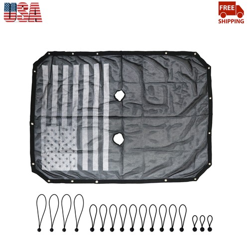 For Jeep Wrangler JK 2007-2017 4Door USA Flag Roof Top Sunshade Mesh Shade Cover - Picture 2 of 13