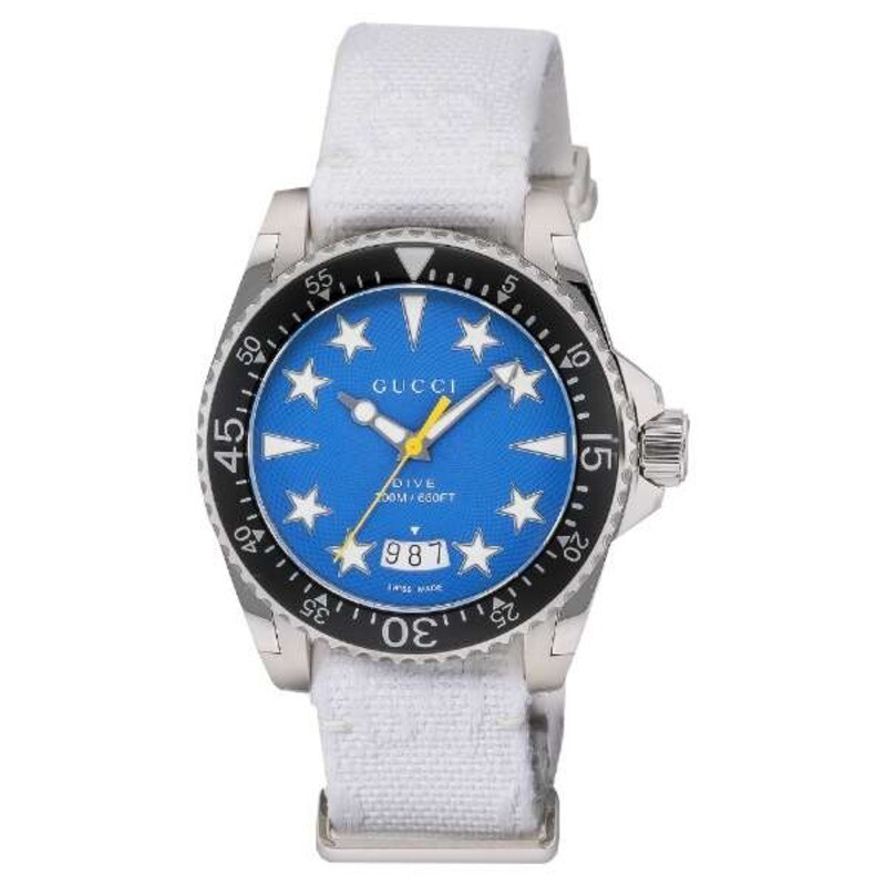 Gucci YA136340 Dive Watch Blue Dial White Strap Sapphire Gucci YA136340 Dive Watch Blue Dial White Strap Sapphire