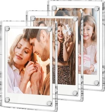 3 Pack- Polaroid Instax Mini Acrylic Fridge Magnetic Frame, Clear Photo Picture 