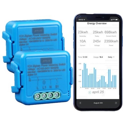 anvek Zigbee Schaltermodul 16 A mit Strommessung Relais 3500 W