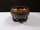Fenton Amethyst Carnival Glass Orange Tree Footed Rose Bowl Vase