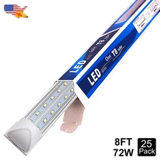 25 Pack 8Ft 72Watt Linkable Led Shop Lights 6500K 9000Lm T8 Ceiling Tube Lights