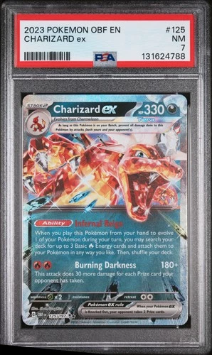 2023 POKEMON OBF EN-OBSIDIAN FLAMES #125 CHARIZARD EX PSA 7