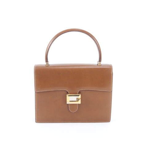 Vintage Old GUCCI G hardware Leather Handbag Genuine Brown Top Handle Wo
