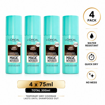 LOreal Paris Magic Retouch Root Concealer Dark Brown 75ml Pack of 4