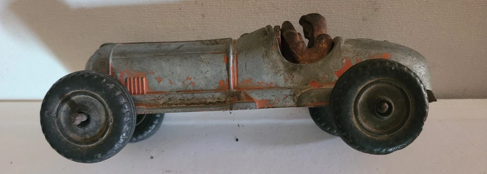 VINTAGE 1950 Hubley Kiddie LARGE RACING CAR USA ORIGINAL TOY RACER DIECAST RACE - Image 2 of 4