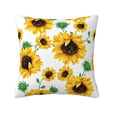 Yellow Sunflower Throw Pillow Case Square Cushion 20" x 20" Pack of 1 Colour9