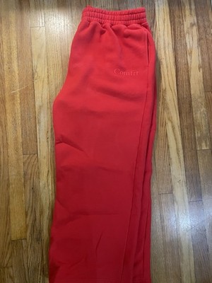 Comfrt Men's Red Fleece Sweatpants 3XL Elastic Waist Pockets Pull-On