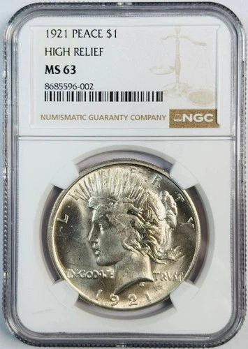 1921 Peace Dollar NGC MS-63 High Relief White!