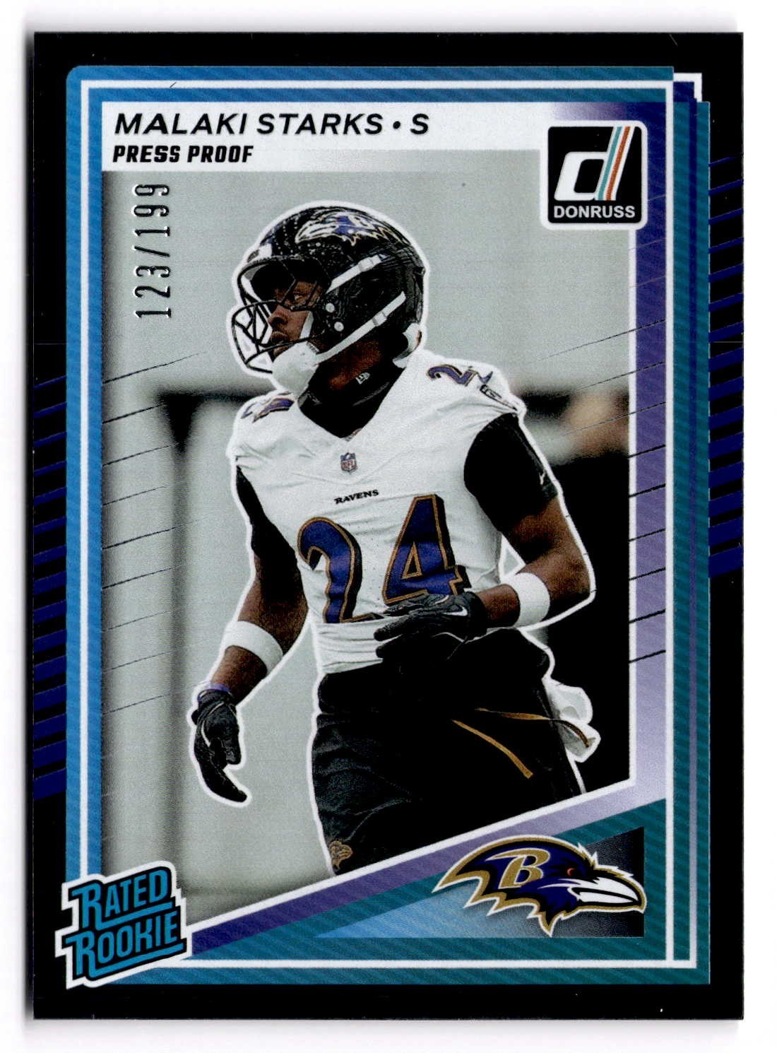 2025 Donruss Rated Rookie Malaki Starks #346 Press Proof Silver /199 Ravens