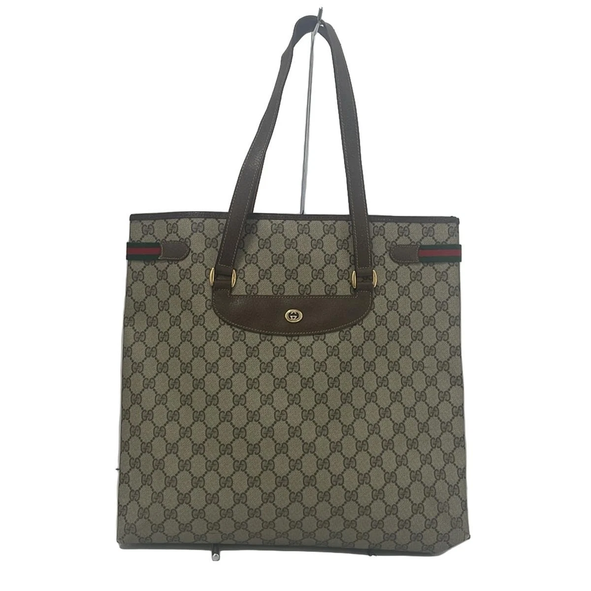 Sac fourre tout Gucci GG Plus Supreme Sherry Web beige marron foncé occasion