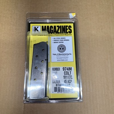 Tripple K Magazine 974M Colt 1911 Etc. 45 ACP Stainless *NIP*FREE SHIPPING
