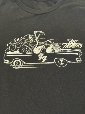 Foo Fighter Death Rides A Hot Rod T Shirt Band T Size L/XL Black