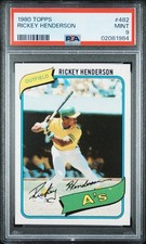 1980 Topps #482 Rickey Henderson RC Rookie Card PSA 9 MINT Oakland A's HOF