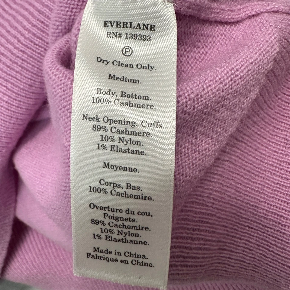 Suéter Everlane Para Mujer Talla M Lavanda Cachemira Cuello Redondo Puños a Rayas Preppy Foto 3 de 4