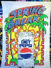 Vintage Diet Pepsi Spring Break Promo T Shirt Print 1990, Neon Colors