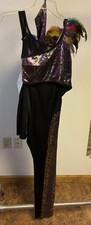 Dance Costume Gallery Adult XL  1 Leg Unitard Multicolor Sequins Feather Mit