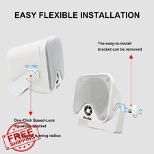 Herdio 4" White Waterproof Boat Speakers for ATV UTV RV Golf Cart Marine