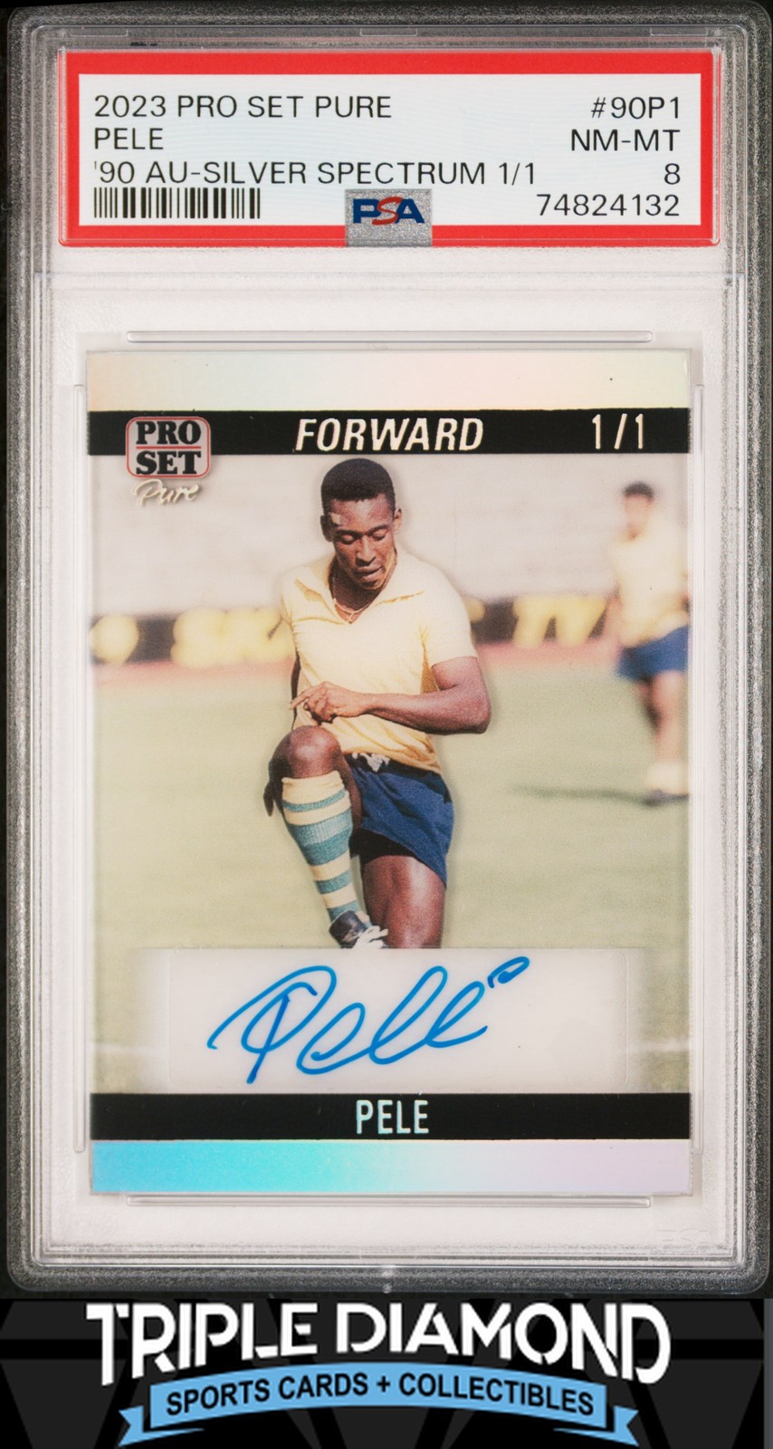 2023 Leaf Pro Set Pure Pele 1990 Auto Silver Spectrum #1/1 PSA 8 NM-MT LS321