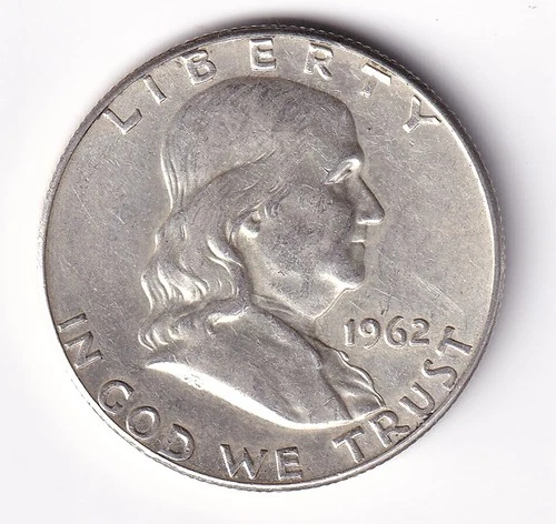1962 P Franklin Silver Half Dollar 50c Coin 90% Silver n.17