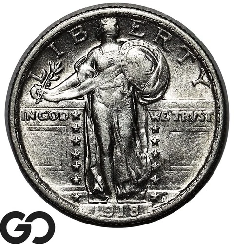 1918 Standing Liberty Quarter, Choice AU++
