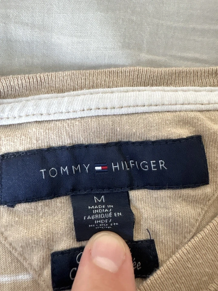 T Shirt Tommy Hilfiger Rayé Beige/Blanc Taille M - Photo 4/4